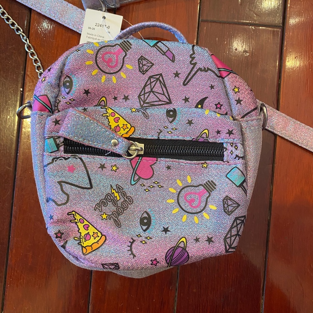 claire’s purple glittery mini kids purse